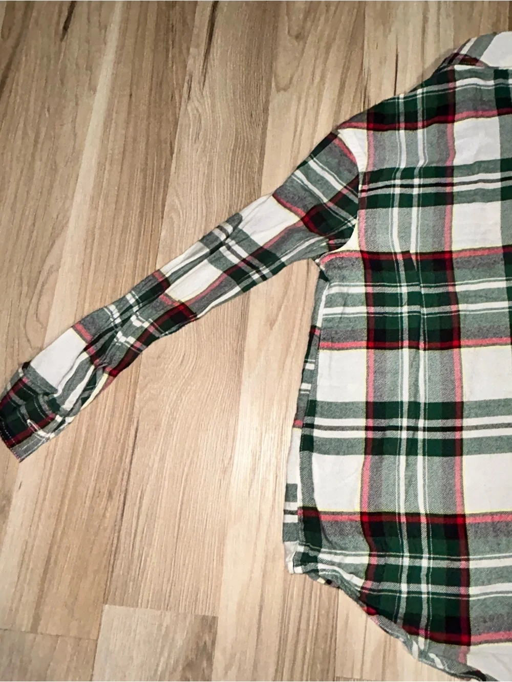Justice Green & White Plaid Button-Down Shirt with Red Accents